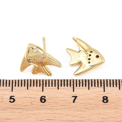 Brass Micro Pave Cubic Zirconia Stud Earrings EJEW-G471-27G-1