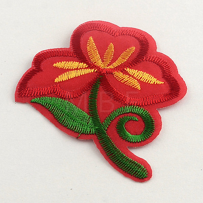 DIY Costume Accessories Flower Fabric Scrapbook Clothes Patch Stickers Computerized Embroidery AJEW-Q093-M-1