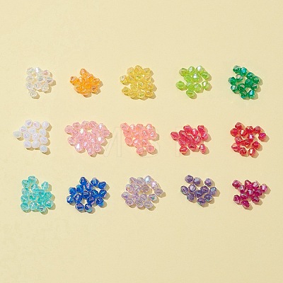 4200Pcs 15 Colors Bicone AB Color Plated Eco-Friendly Transparent Acrylic Beads TACR-FS0001-25-1