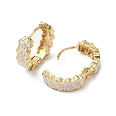Flower Real 18K Gold Plated Brass Hoop Earrings EJEW-L268-017G-02-1