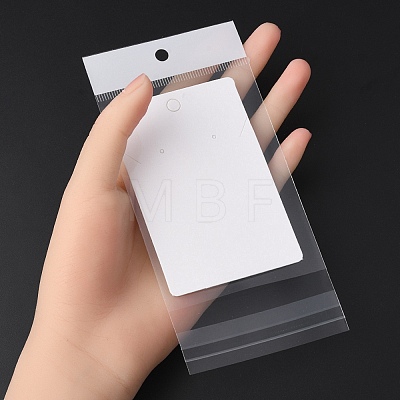 100Pcs Rectangle Paper One Pair Earring Display Cards with Hanging Hole CDIS-YW0001-02B-1