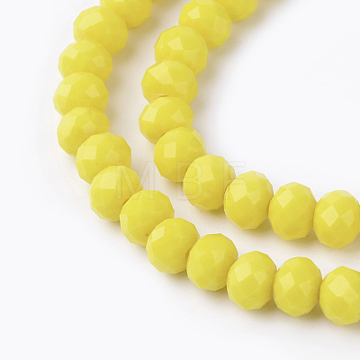 Yellow Imitation Jade Glass Faceted Rondelle Bead Strands X-GLAA-F001-3x2mm-11-1