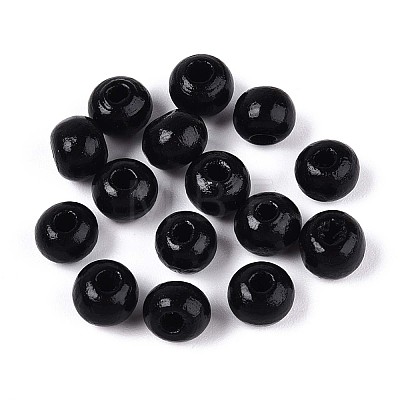 Spray Painted Round Natural Schima Wood Beads WOOD-A018-6mm-03-1