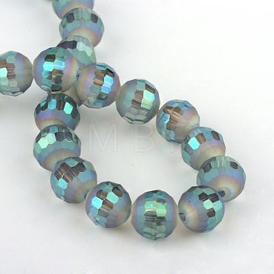 Faceted Round Electroplate Glass Bead Strands EGLA-S130-10mm-04-1