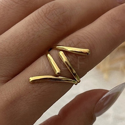 Irregular Brass Cuff Open Rings for Women KK-CBA8D1E-02C-G-1