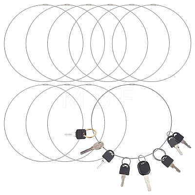 10Pcs Stainless Steel Cable Wire Keychains STAS-ME0003-35-1