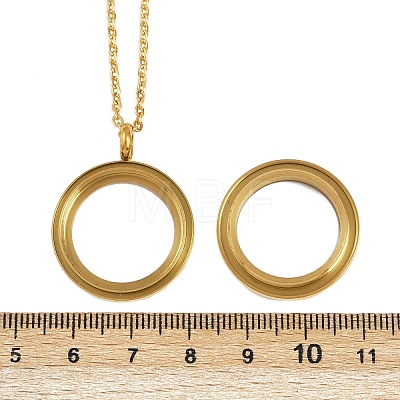 304 Stainless Steel Visible Flat Round Locket Pendant Pet Urn Ashes Necklaces NJEW-S455-08G-1