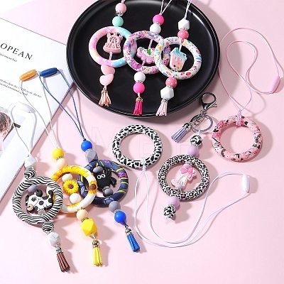 5Pcs Ring Food Grade Eco-Friendly Silicone Focal Beads JX894O-1