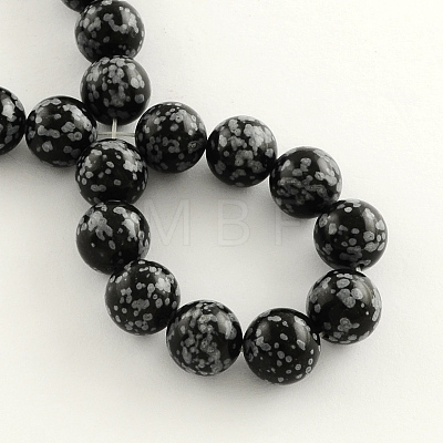 Natural Gemstone Snowflake Obsidian Round Bead Strands G-R264-10mm-1