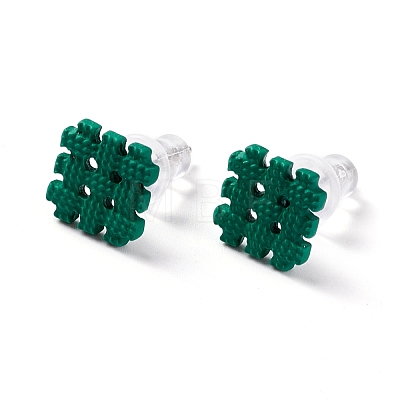 (Jewelry Parties Factory Sale)Square with Tartan Alloy Stud Earrings Set for Women EJEW-D278-03S-02-1