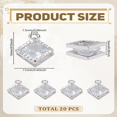 20Pcs Alloy Pendants ZIRC-LP0001-13-1