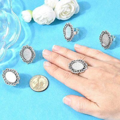 Vintage Adjustable Iron Finger Ring Components Alloy Cabochon Bezel Settings X-PALLOY-Q300-09AS-NR-1