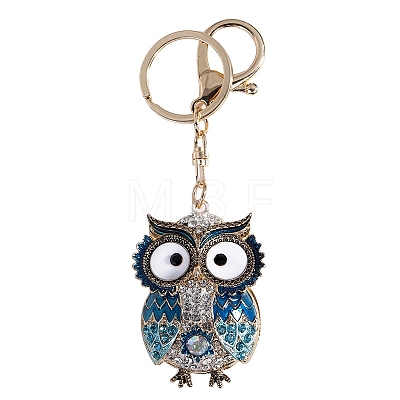 Owl Alloy Rhinestone Keychain PW-WG99278-01-1