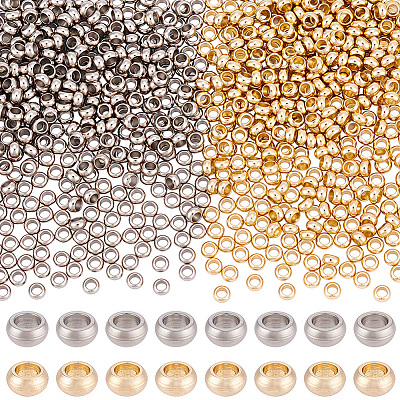 800Pcs 2 Colors 304 Stainless Steel Spacer Beads STAS-BBC0009-75C-1