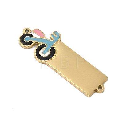 304 Stainless Steel Light Sky Blue Enamel Vehicle Connector Charms STAS-P377-13G-B-1