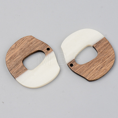 Opaque Resin & Walnut Wood Pendants RESI-S389-045A-C04-1