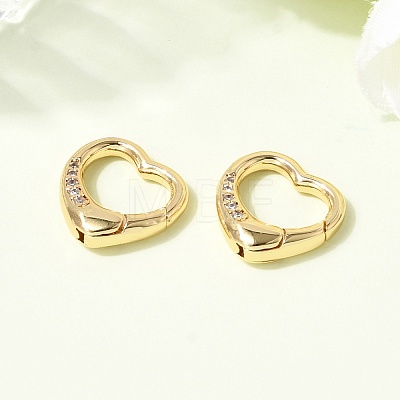 Brass Micro Pave Clear Cubic Zirconia Spring Gate Rings ZIRC-F146-01B-1