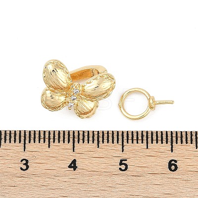 Brass Micro Pave Clear Cubic Zirconia Fold Over Clasps KK-U043-21G-1