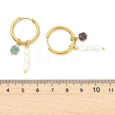 Natural Multicolor Tourmaline Hoop Dangle Earrings EJEW-JE07218-1