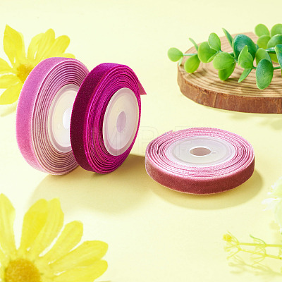 3Rolls 3 Colors Single Face Velvet Ribbon for Clothes Accessories OCOR-TA0004-09A-1
