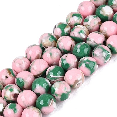 Assembled Synthetic Turquoise and Trochus Shell Beads Strands G-N369-02D-01-1