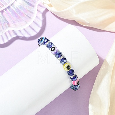 Resin & Glass & Brass Grade A Crystal Rhinestone Beaded Stretch Bracelets for Women BJEW-JB13813-1