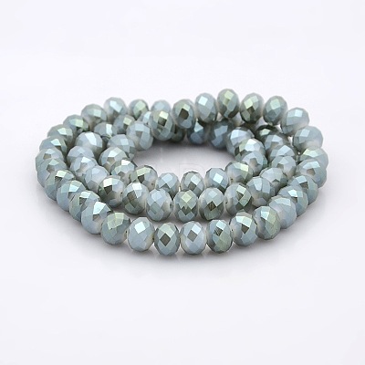 Full Rainbow Plated Faceted Rondelle Imitation Jade Glass Beads Strands GLAA-A024E-FR01-1