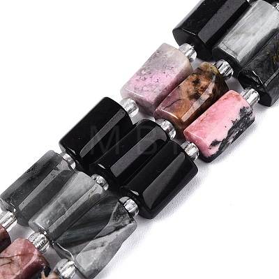 Natural Rhodonite & Eagle Eye & Obsidian Beads Strands G-Q614-01A-02-1