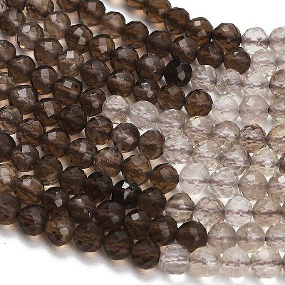 Gradient Color Natural Smoky Quartz Beads Strands G-Z106-A05-4mm-01-1