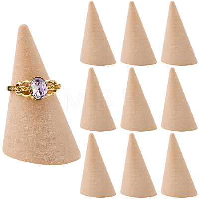 10Pcs Natural Wood Ring Displays RDIS-SC0001-06-1