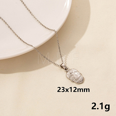 Minimalist Stainless Steel Skull Pendant Necklace for Women RX9725-9-1