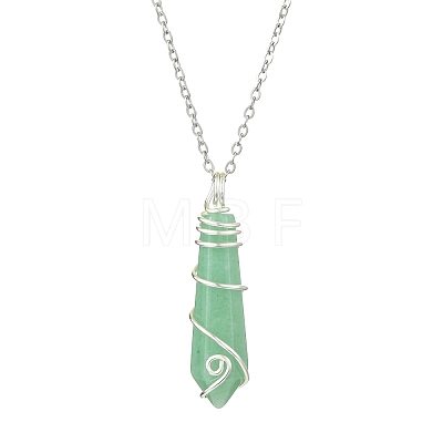 Natural Mixed Gemstone Faceted Bullet Shaped Pendant Necklaces NJEW-JN05026-02-1