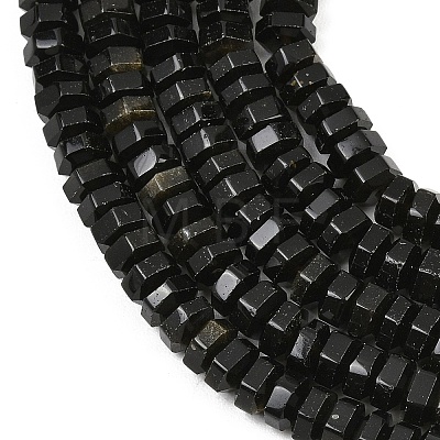 Natural Golden Sheen Obsidian Beads Strands G-G317-A31-3X6MM-1