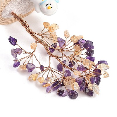 Natural Amethyst Chips Tree of Life Decorations DJEW-B013-03D-1