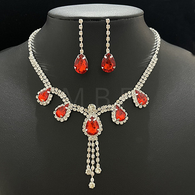 Alloy Rhinestone Pendant Necklaces & Earrings Sets for Women WGE8301-03-1