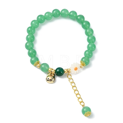 Natural Malaysia Jade Beads Stretch Bracelets for Women BJEW-JB11360-03-1