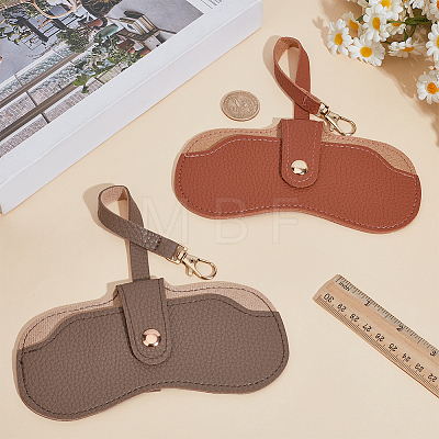 2Pcs 2 Colors Rectangle PU Leather Eyeglass Case AJEW-CN0006-95B-1