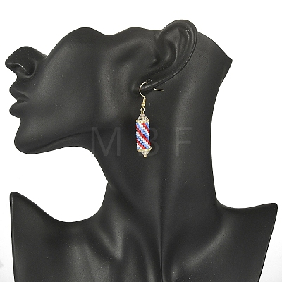 Glass Seed Braided Column Dangle Earrings EJEW-MZ00060-01-1