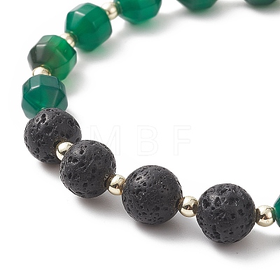 Natural Lava Rock & Dyed Agate Beaded Stretch Bracelet Sets BJEW-JB09181-1