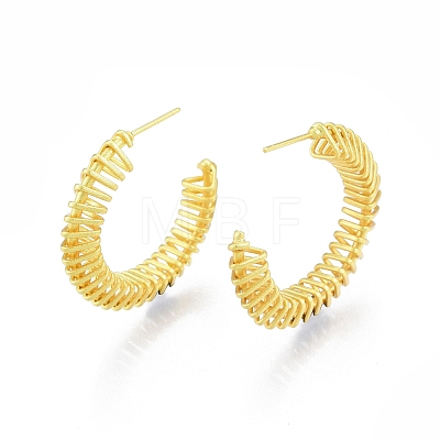 Brass Wire Swirl C-shape Stud Earrings EJEW-G322-04MG-1
