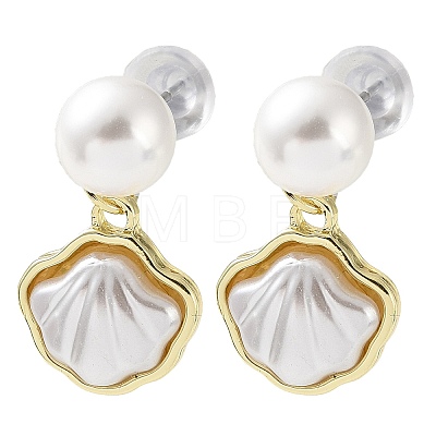 Shell Shape Alloy Dangle Stud Earrings EJEW-F408-01G-1