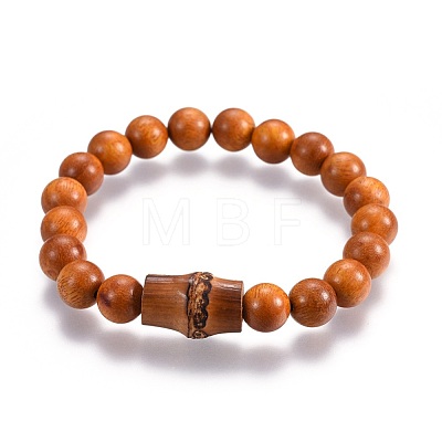 Couples Wood Beads Stretch Bracelets BJEW-JB04122-1