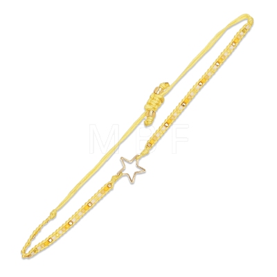 Miyuki Seed Braided Bead Bracelet with Open Star BJEW-P269-31BC-1