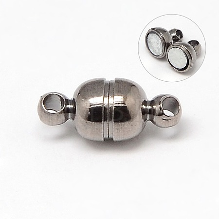 Round Brass Magnetic Clasps with Loops KK-D331-B-NF-1