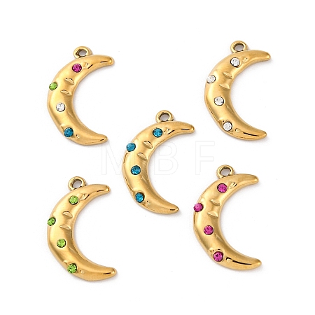 304 Stainless Steel Rhinestone Pendants STAS-M110-22G-1
