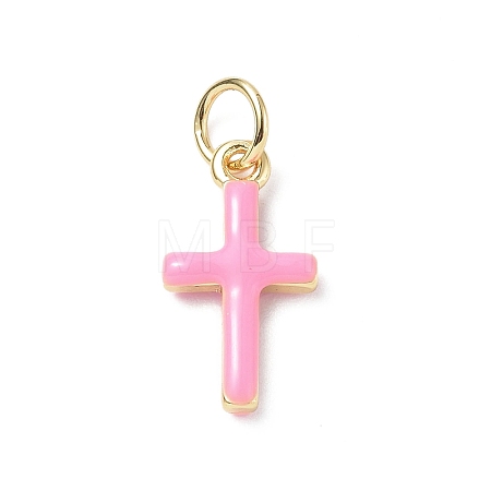 Real 18K Gold Plated Eco-Friendly Rack Plating Brass Enamel Pendants KK-F845-40G-05-1