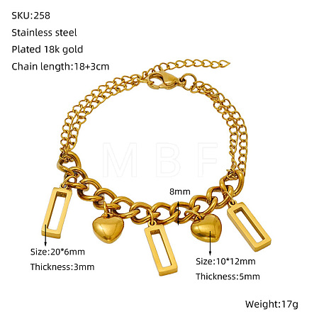 Valentine's Day 304 Stainless Steel Charm Bracelets FS-WGE53E0-06-1