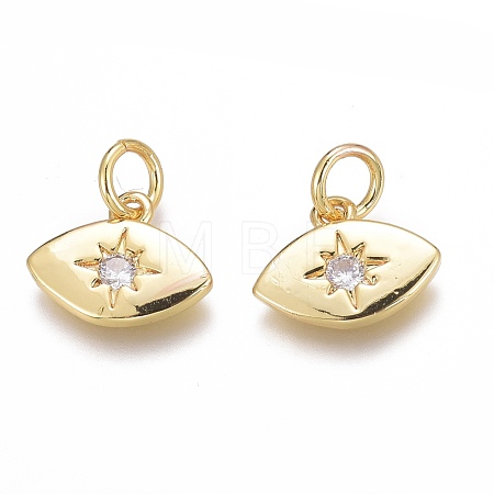 Brass Micro Pave Clear Cubic Zirconia Charms ZIRC-O035-21G-1