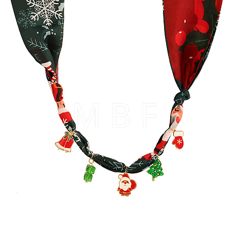 Alloy Enamel with Glass Santa Claus Christmas Tree Pendant Bib Necklaces FS-WG5CB92-01-1