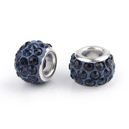 Polymer Clay Rhinestone European Beads CPDL-T001-19-1